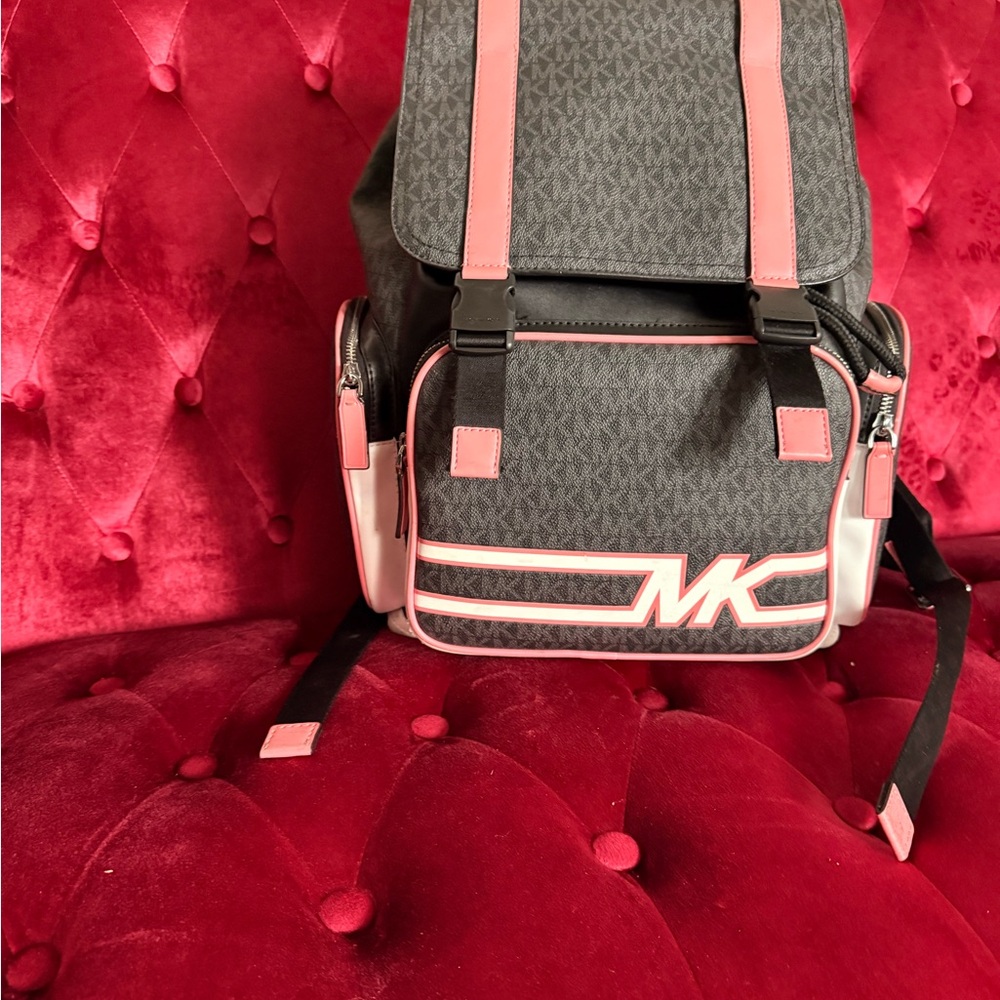 Michael Kors Black and Pink Backpack